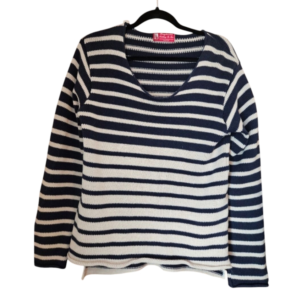 Navy & White Striped Knit Binghamton Knitting Co. Inc